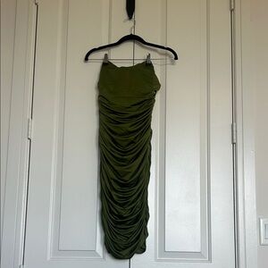 Elegant Olive Green Strapless Dress